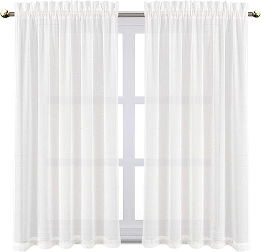Amazon Com Zceconce Rod Pocket Curtains Linen Textured Sheer