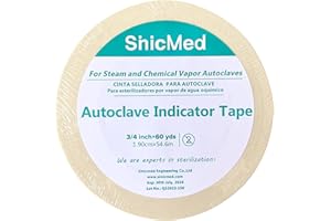 Sinicmed Autoclave Indicator Tapes for steam Sterilization(3/4''*60yards) with Plastic core for Dental lab Tattoo 1 roll