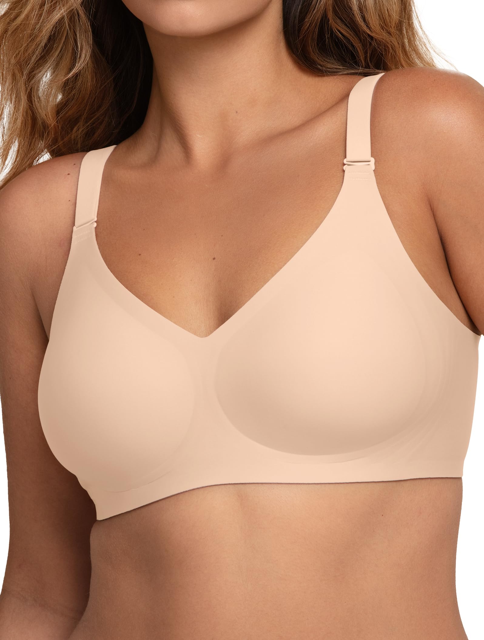 COMFELIE Womens Wireless Bras No Underwire Push Up Bra Seamless Supportive Full Coverage Everyday Bras Skin XL