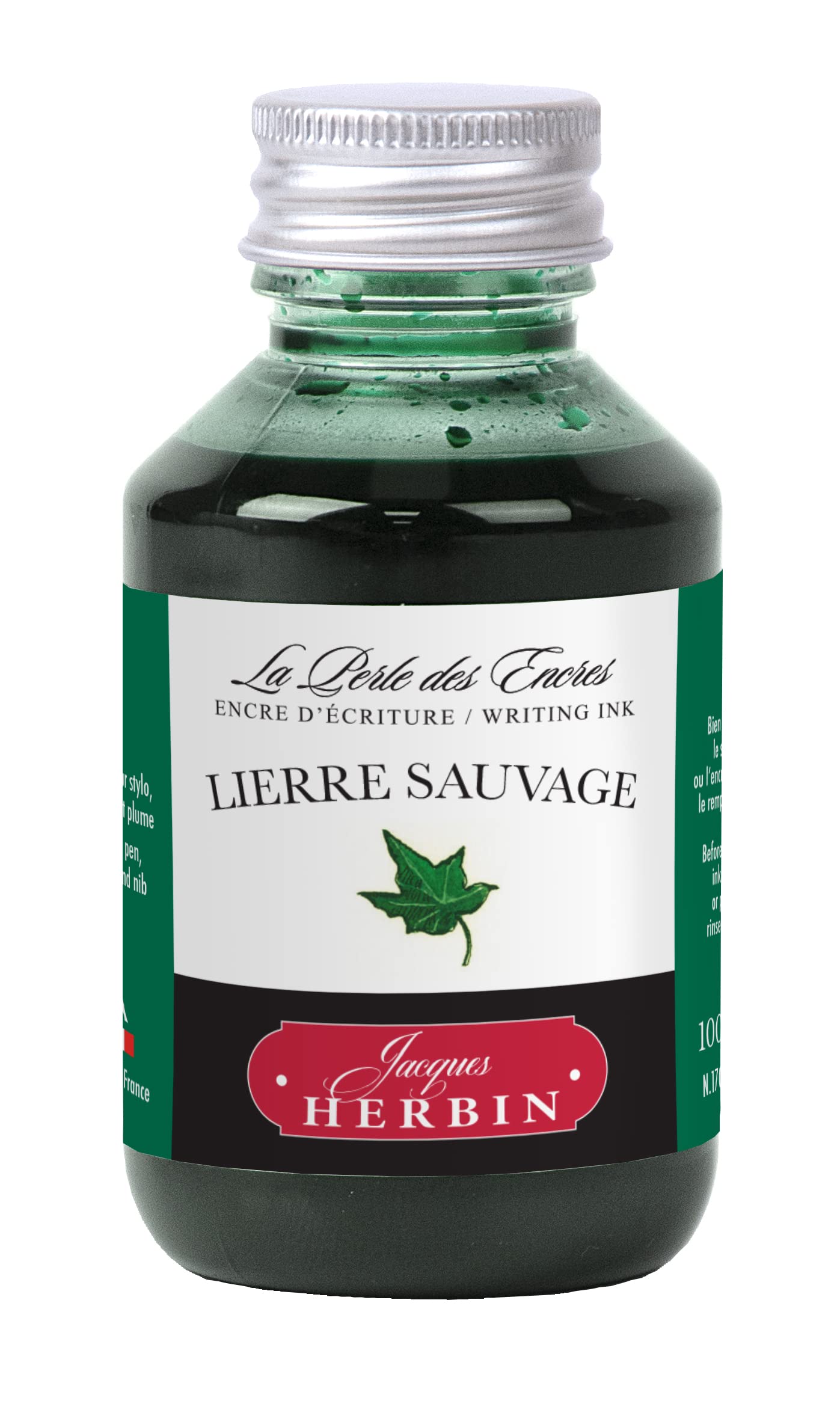 Jacques Herbin 17037T - Writing ink bottle 100ml - Fountain pens, roller pens - Lierre sauvage - Painting - Drawing - Calligraphy - Creative - Arts & Crafts