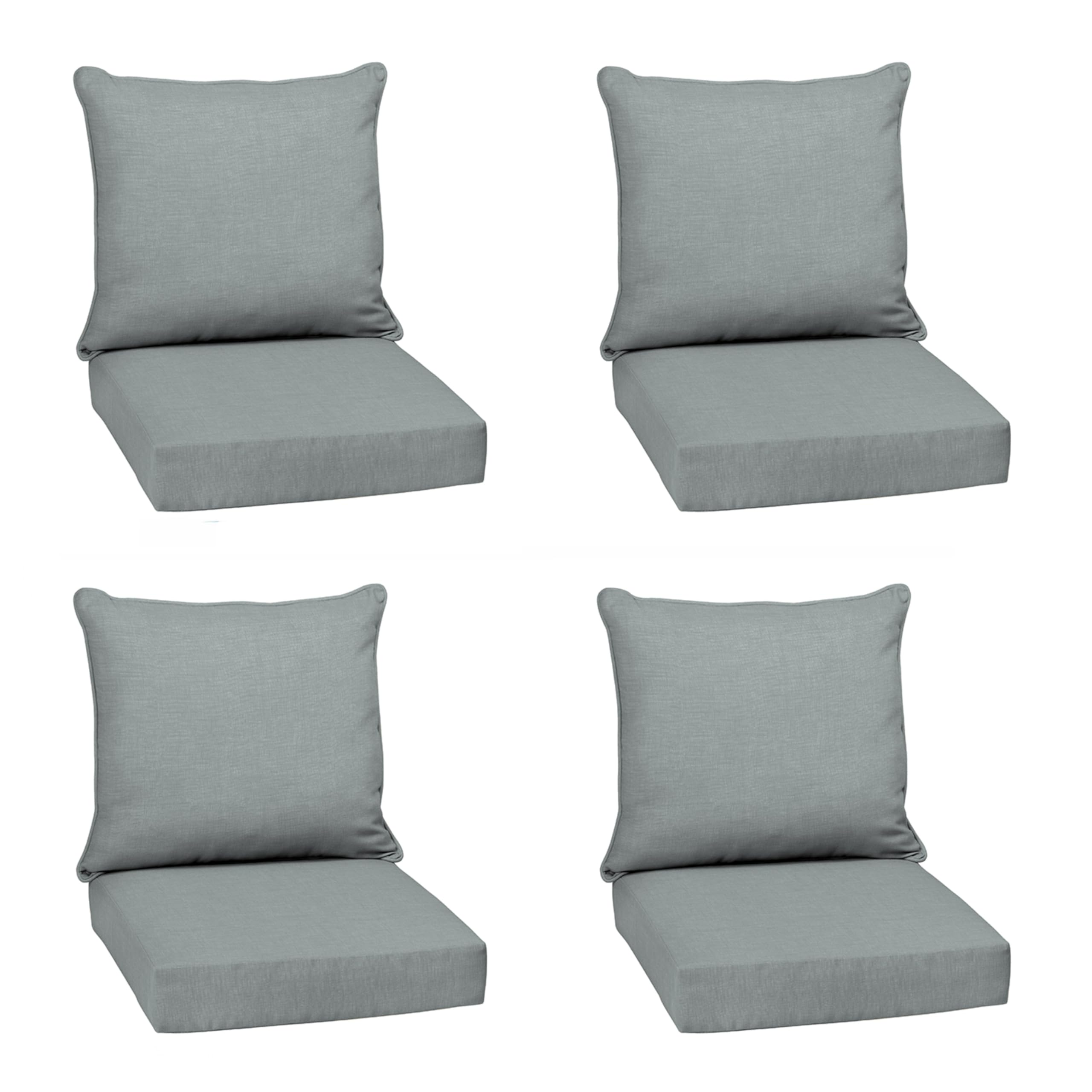 Photo 1 of Arden Outdoor Deep Seat Cushion Set (4-Pack), 24 in x 24 in, Weather-Proof, Rain-Proof, Fade Resistant Patio Cushion for Chair, Sofa, and Couch Stone Grey Leala