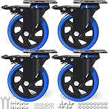 5 Inch Caster Wheels, Casters Set of 4 Heavy Duty