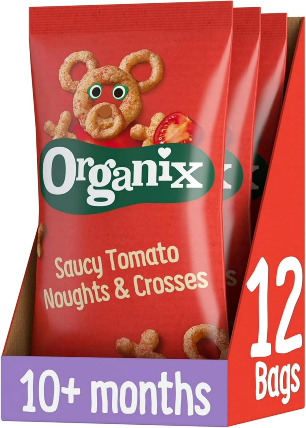 Organix Saucy Tomato Noughts & Crosses Organic Toddler Snack 4 x 15 g Packs