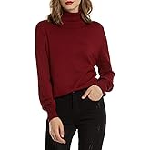 Woolen Bloom Women's Casual Long Sleeve Turtleneck Sweater Lightweight Knit Pullover Jumper Tops for Fall Winter