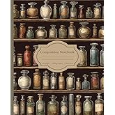 Vintage Botanical Apothecary Journal - Composition Notebook: Dark Cottage Core Design - Cream colored lined pages