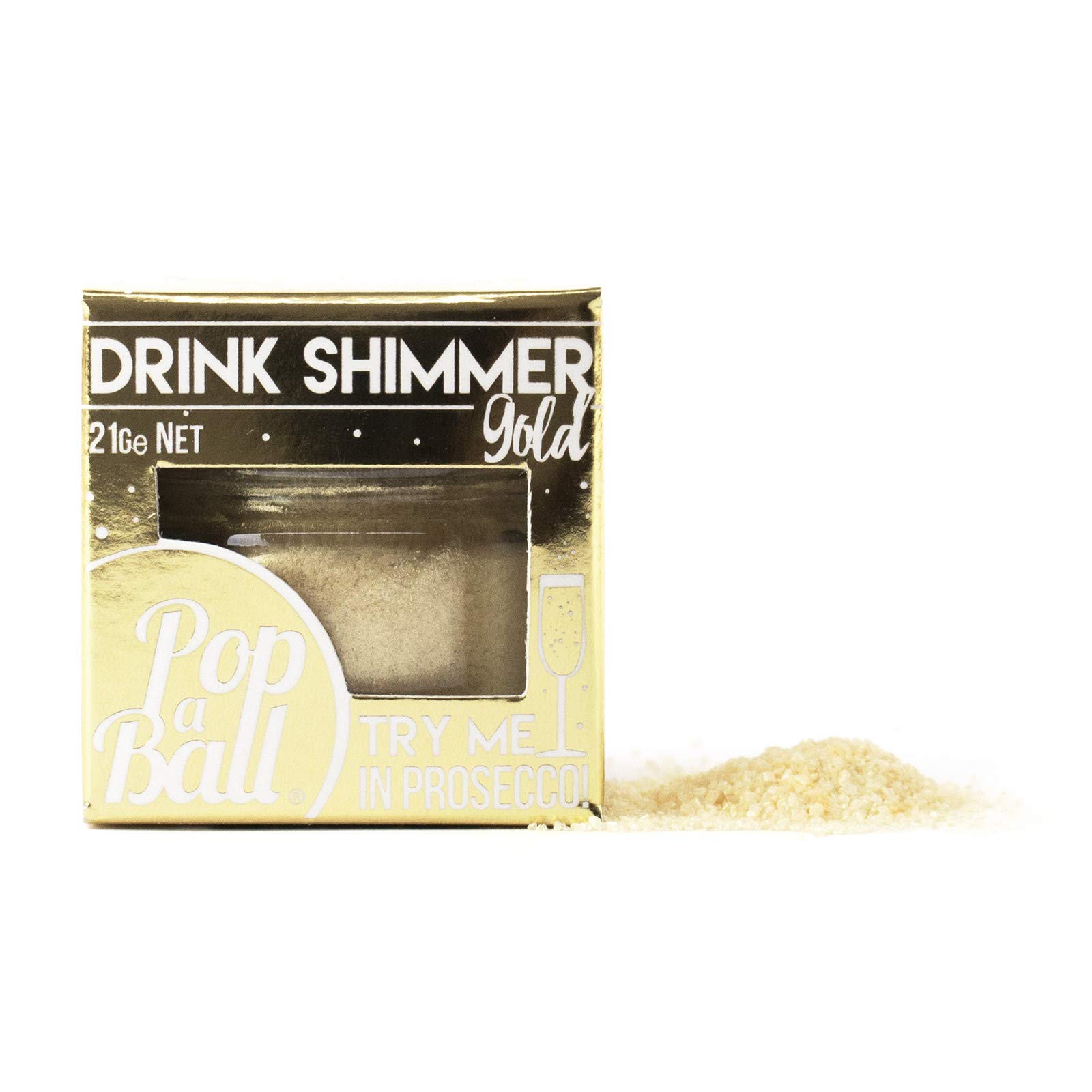 Popaball Drink Shimmer Gold No Added Flavour | 1 x 21 Grams | Prosecco, Gin, Mocktail & Cocktail Making Gifts | Gift Set Ideas for Her, Hampers & Hen Parties