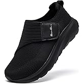 SILENTCARE Diabetic Shoes for Men Wide Toe Box Slip-on Shoes for Swollen Feet Adjustable Walking Shoes for Elderly Foot Pain Relief Neuropathy