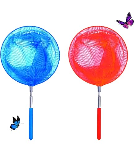 Lot De 5 Filets De Pêche Rétractables Pour Enfants | Filet à Papillons & Insectes Coloré En Acier Inoxydable – Idéal Jardin, Étang, Aventure Plein Air