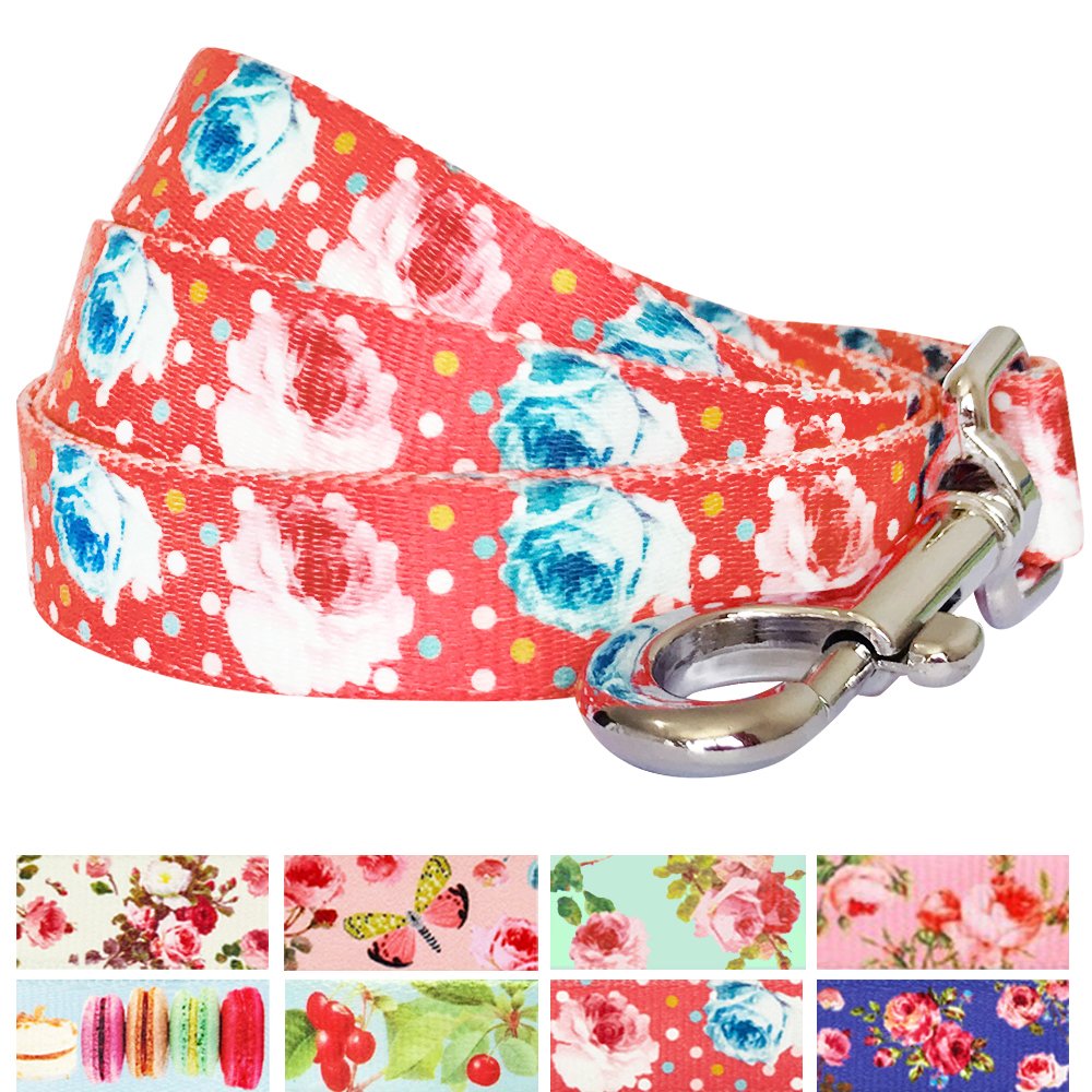 Blueberry pet, cherry pink or macaroons pattern dog leash, matching necklace sold separately.