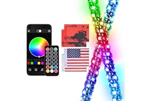 Funomo 2PCS 4FT Led Whip Light with 4 Flags Weatherproof 360° Spiral Led Chase Light Bluetooth and Remote Control Lighted Antenna Whip for ATV, UTV, RZR, Buggy Dune(4FT 2PCS)