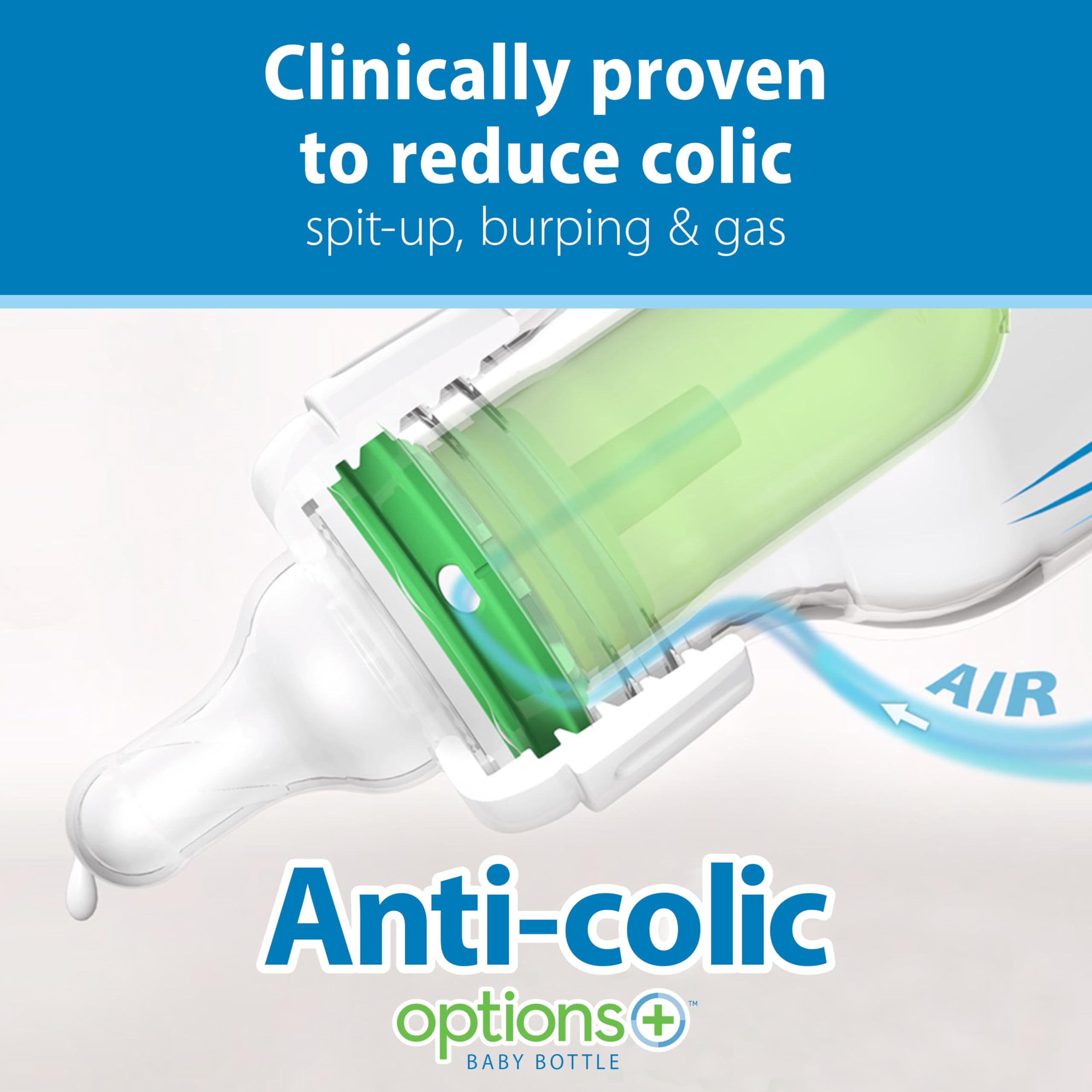 Dr. Brown's Anti-Colic Options+ Narrow Glass Baby Bottle with Level 1 Slow Flow Nipple, BPA-Free, 8 oz/250 mL, 4-Pack