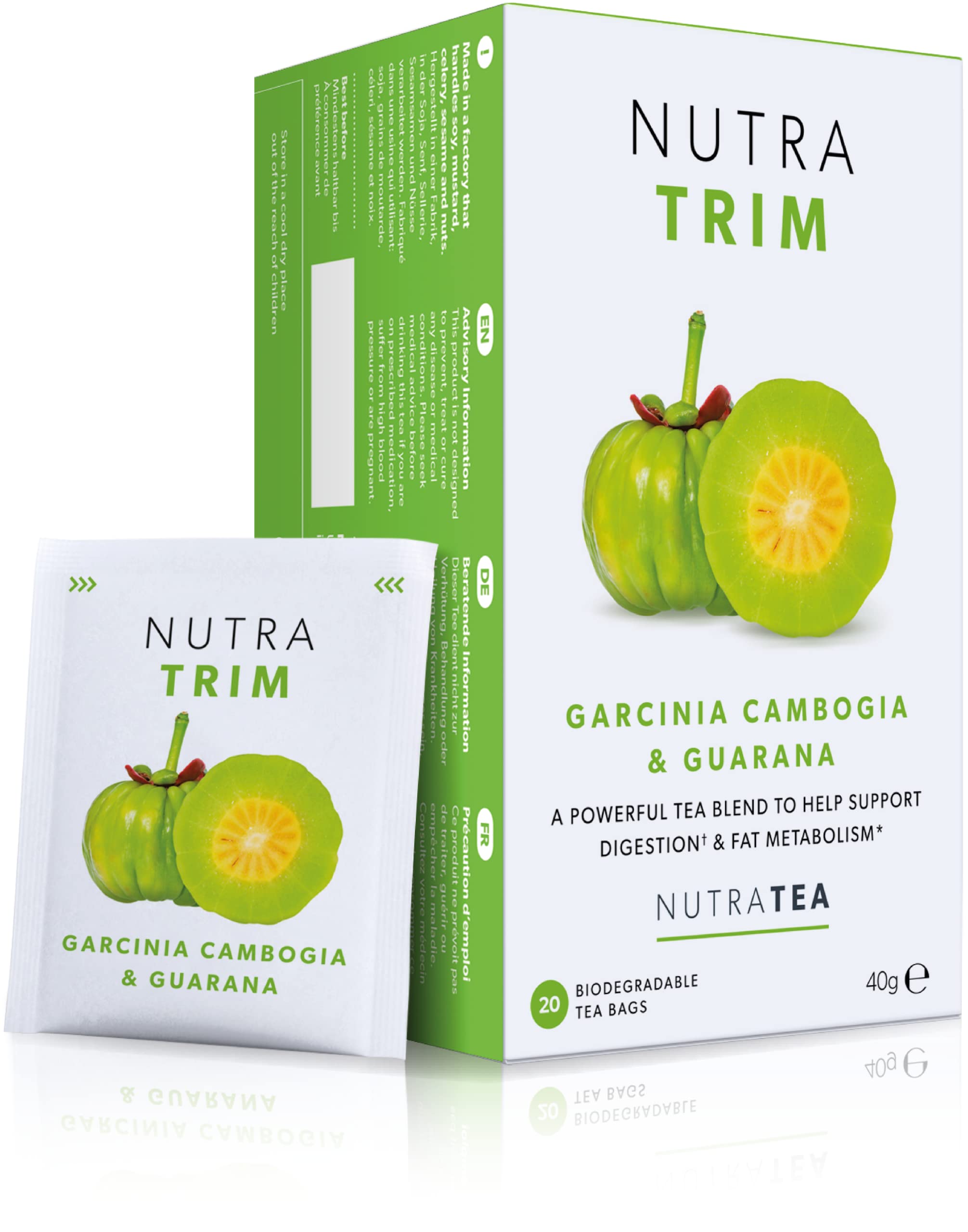 Nutra Tea NUTRATRIM - Slimming Tea | Metabolism Tea - Aids In Weight Loss And Digestion & Controls Sugar Cravings - Garcinia Cambogia & Kelp - 60 Individually Wrapped Bags - Herbal Infusion (3 Pack)