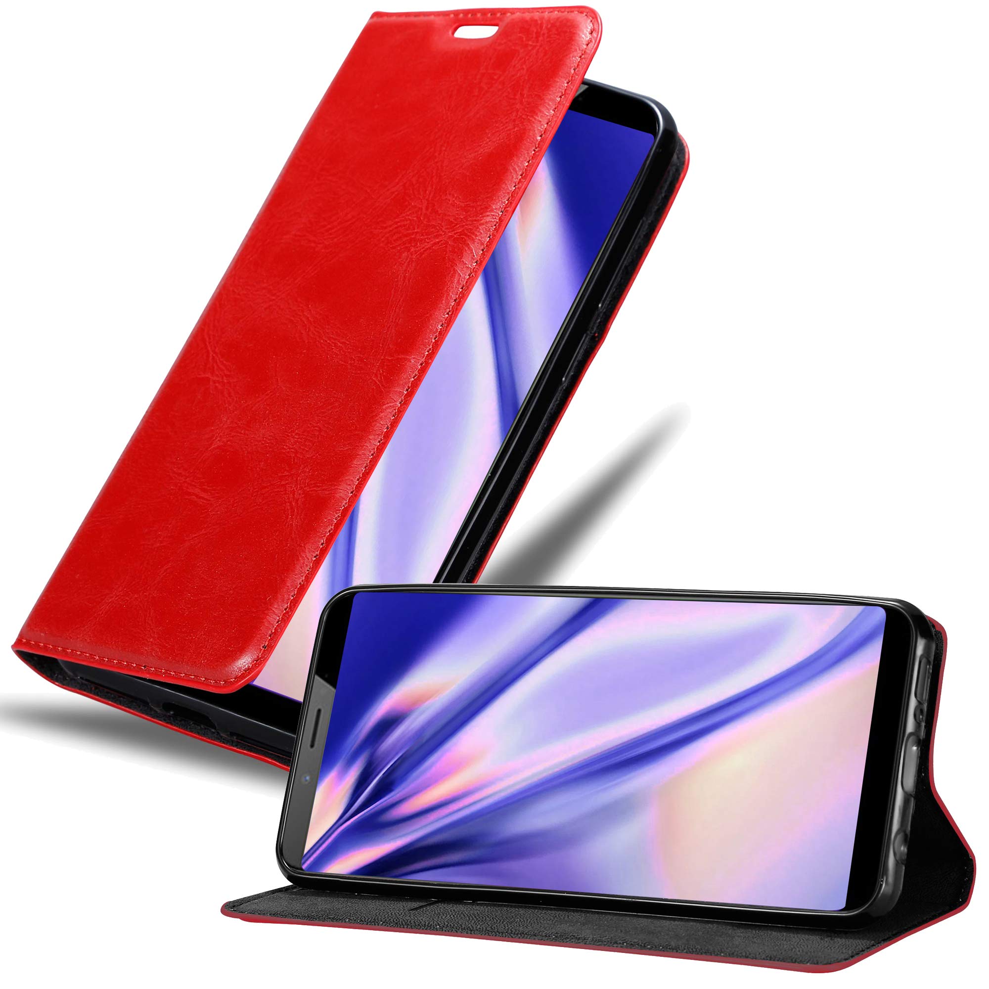 cadorabo Book Case works with ZTE Nubia N3 in APPLE RED - with Magnetic Closure, Stand Function and Card Slot - Wallet Etui Cover Pouch PU Leather Flip