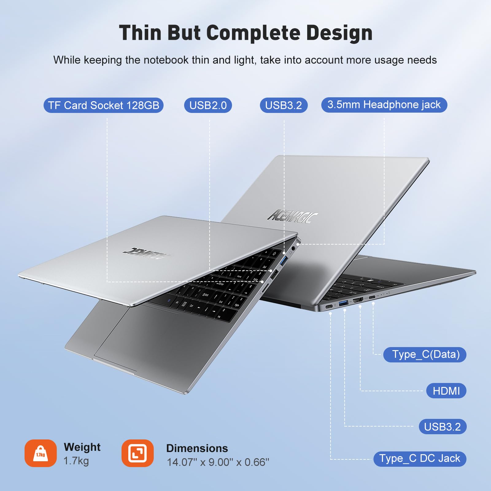 ACEMAGIC Laptop Computer Intel Quad-Core 12th Alder Lake N95(Up to 3.4GHz), 16GB DDR4 512GB SSD Windows Laptop with Metal Body Support 15.6