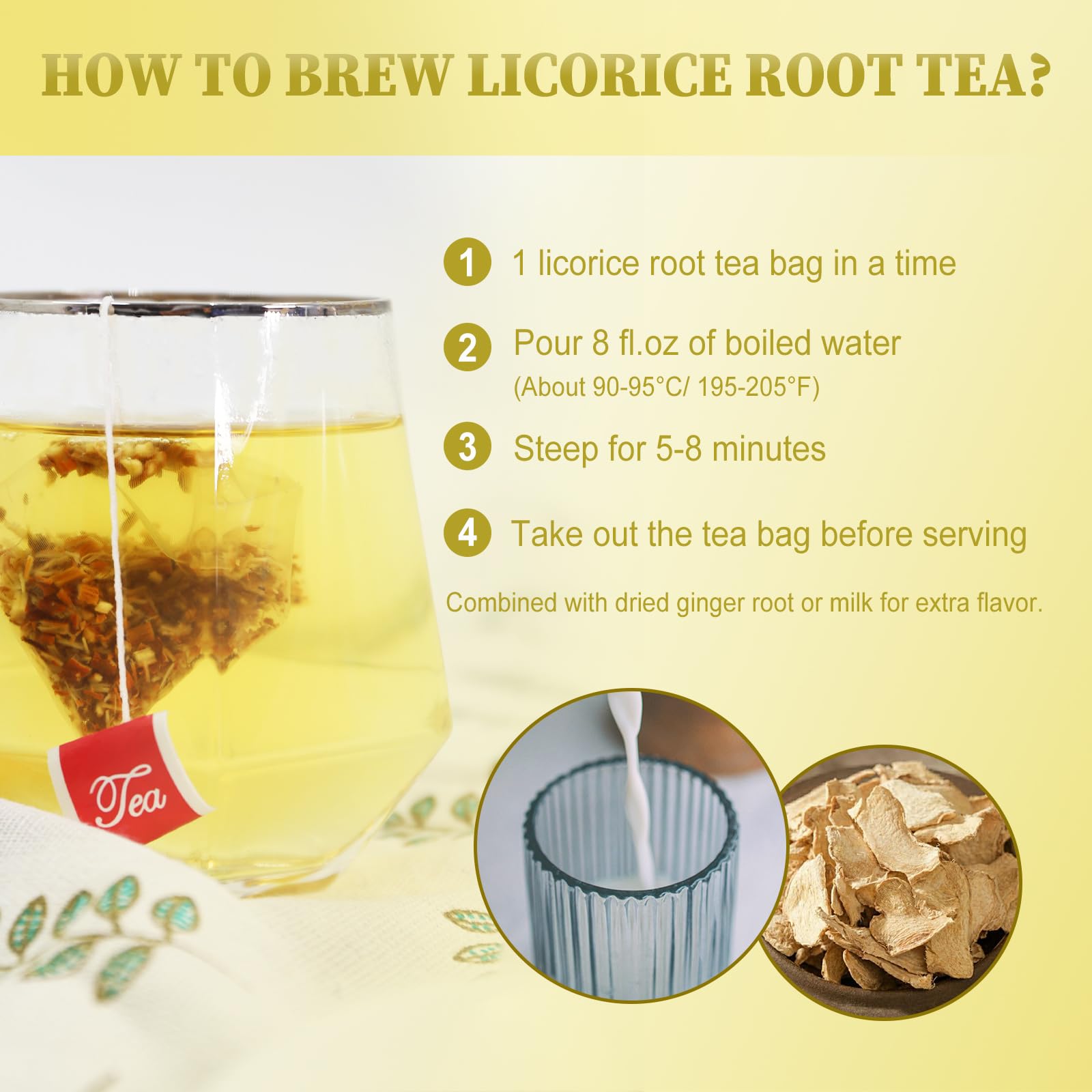 FullChea Licorice Root Tea Bag, 40 Teabags, 2g/bag - Premium | Non-GMO | Naturally Caffeine-free Herbal Tea | Aid in Digestion & Promote Respiratory Health