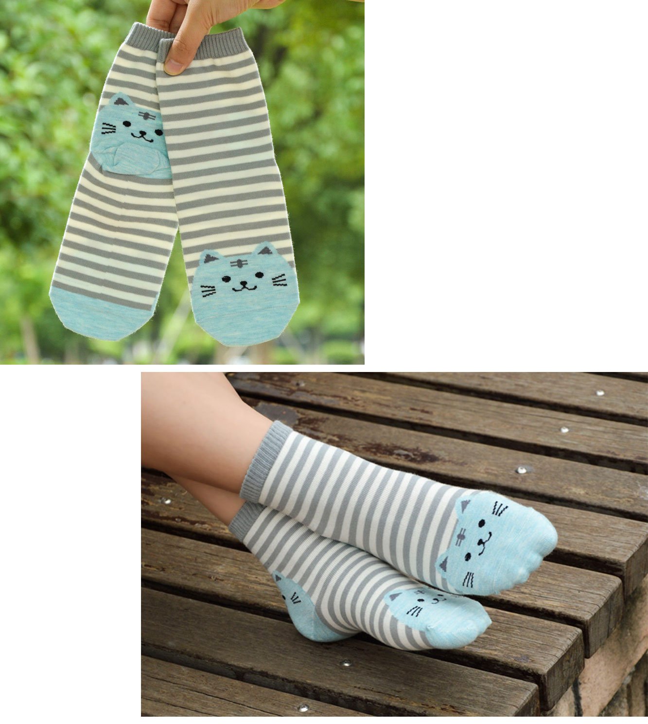 Women\'s No Show Socks Cotton Casual Invisible Socks Non Slip Flat Boat Shoe Liners (US Shoes Size:5-10, Cat Mix- 5 Pairs)