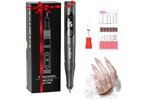 Welan Professional Electric Nail Drill, Cordless, 35000RPM, Portable Efile Machine for Acrylic and Gel Nails with Manicure and Polishing Tool Set (Grey)
