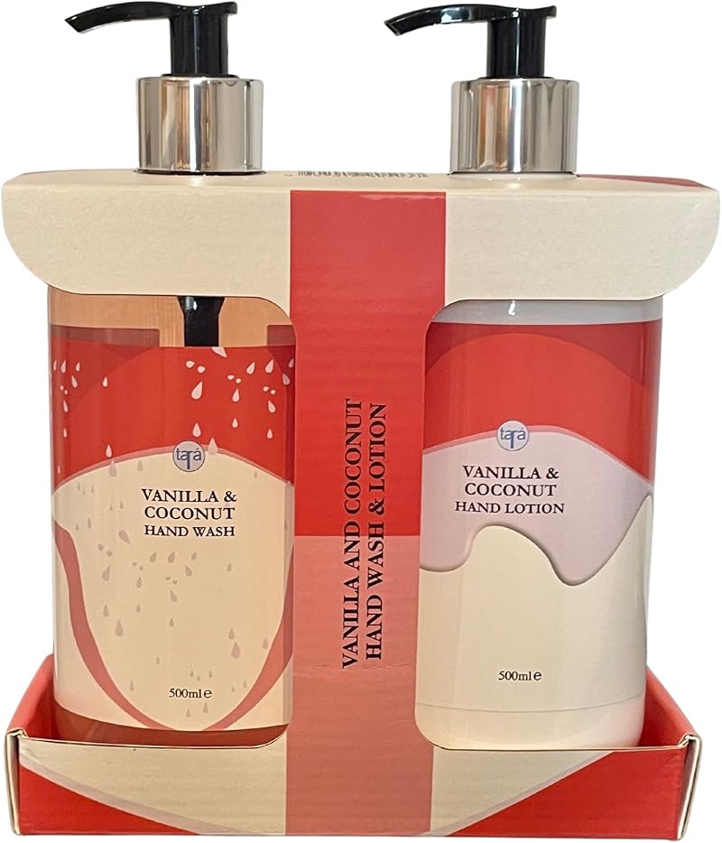 Tara Vanilla Coconut Hand Wash & Lotion Gift Set 2x500ml Vegan Fast Moisturising