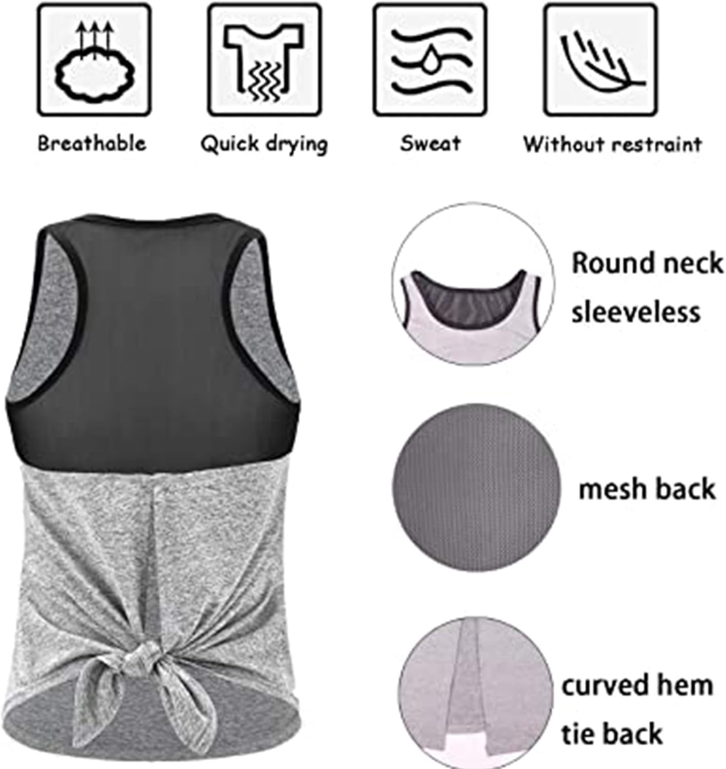 ADOME Workout Tops for Women Loose fit Racerback Tank Tops for Women Mesh Backless Muscle Tank Running Tank Tops at  Women’s Clothing store