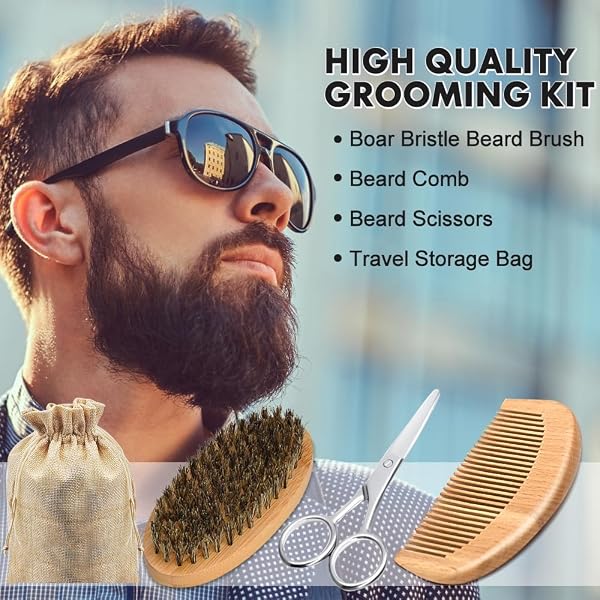 BEARD KIT,10-PIECE MEN GIFT SET WITH 3 BEARD OIL SCENTS,SOOTHES BEARD ITCH