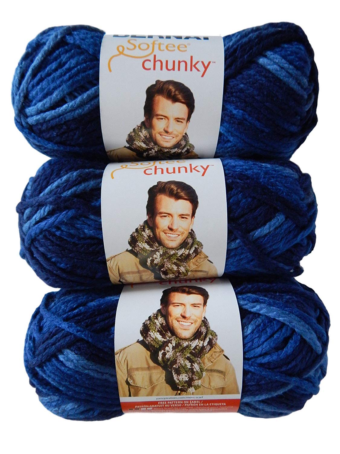 BERNAT SOFTEE CHUNKY OMBRE- PACK OF 3 BALLS - 80G EACH BALL - DENIM OMBRE