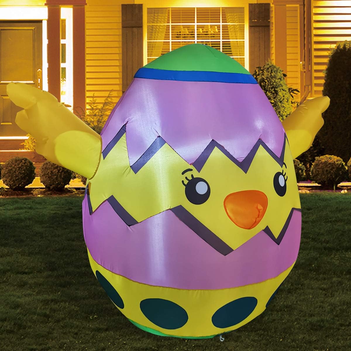 GOOSH 5 ft Tall Easter Inflatable Decorations Baby Chick with Build in LEDs, Blow Up Inflatables for Easter Holiday Party, Outdoor, Yard Decoration: Garden & Outdoor