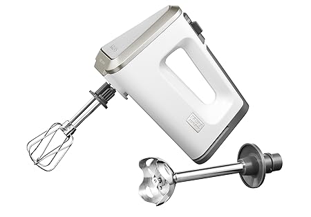 Krups GN 9031 Handmixer 3 Mix 9000 Deluxe Schnellmixstab (500 Watt, mit Turbostufe) Rührbecher, Schnellmixstab, weiß/grau