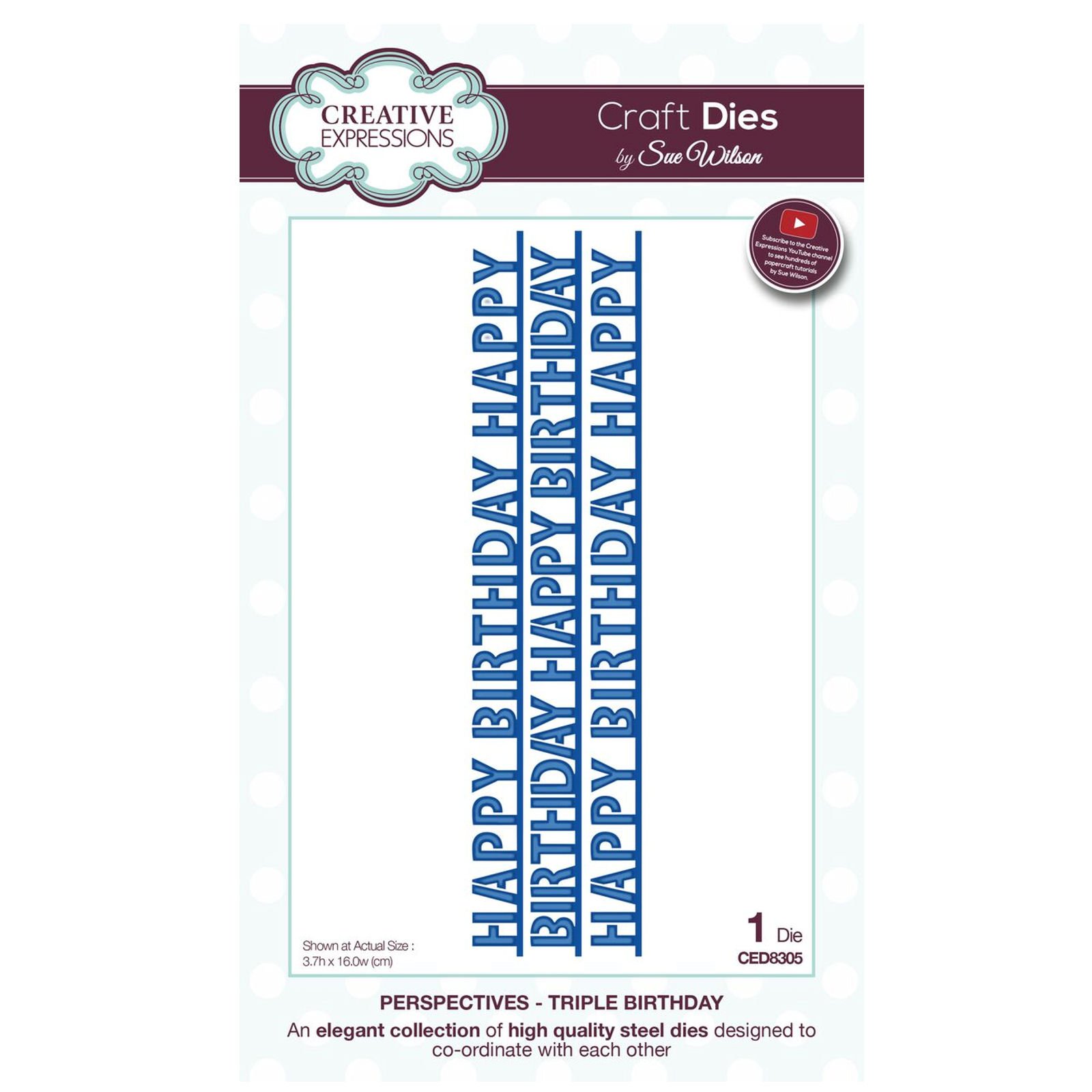 Sue Wilson Perspectives Collection-Triple Birthday Die Set, Metal, 16 x 3.7 cm