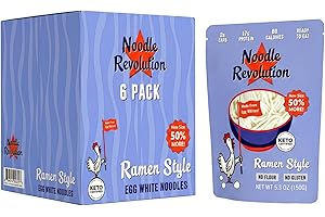 PURE TRADITIONS Noodle Revolution - Keto Noodles (Just 2G Carbs), Made From Egg Whites, 17G Protein, Taste & Texture Just Like Real Noodles, Ready To Eat, Keto Certified, Certified Paleo (Ramen, Six). New Package, 50% Bigger!