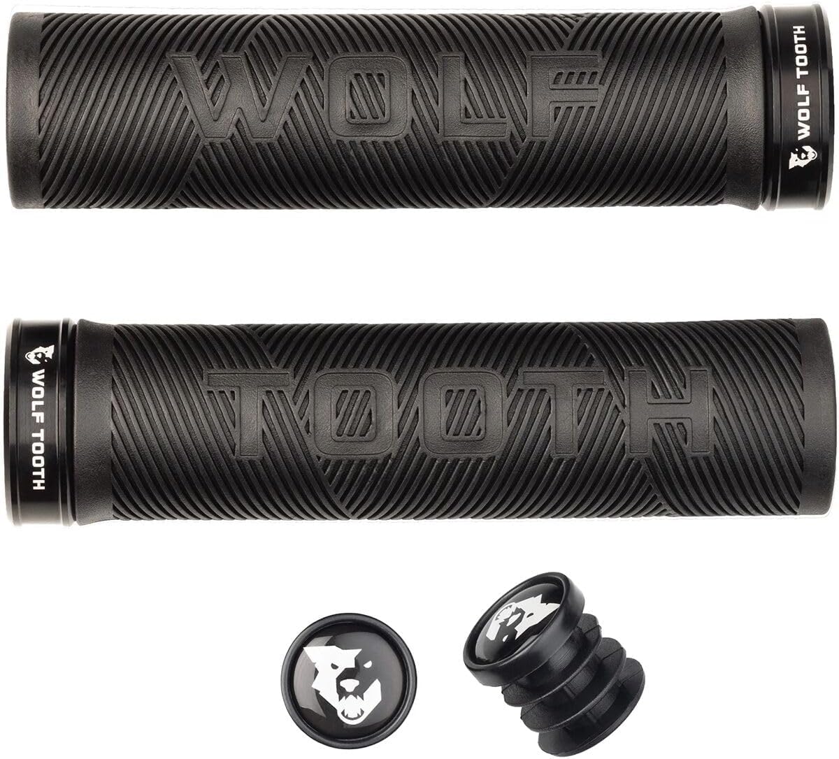 Wolf Tooth | Lock-On Echo Grip Black Grip with Black Collar | Bike Accessories Custom Parts Precision Engineered