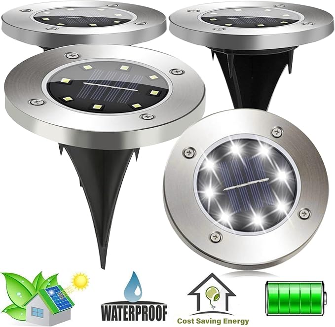 SunTop 4 piezas Focos Solares Luces LED Jardin Energía Solar Powered