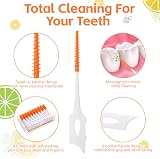 RAYITO Interdental Brushes 220pcs Orange 2-in-1 Tooth Floss Picks Box view 3