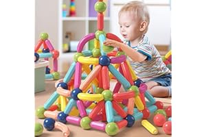 BAKAM Magnetic Building Blocks for Kids Ages 4-8, STEM Construction Toys for Boys and Girls, Large Size Magnetic Sticks and Balls Game Set for Kid’s Early Educational Learning (25PCS)