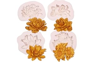 Rose Sunflowers Silicone Molds, 3D Peony Flower Fondant Molds for Cake Decoration, Soap Candle Making, Clay Polymer, Aromathe