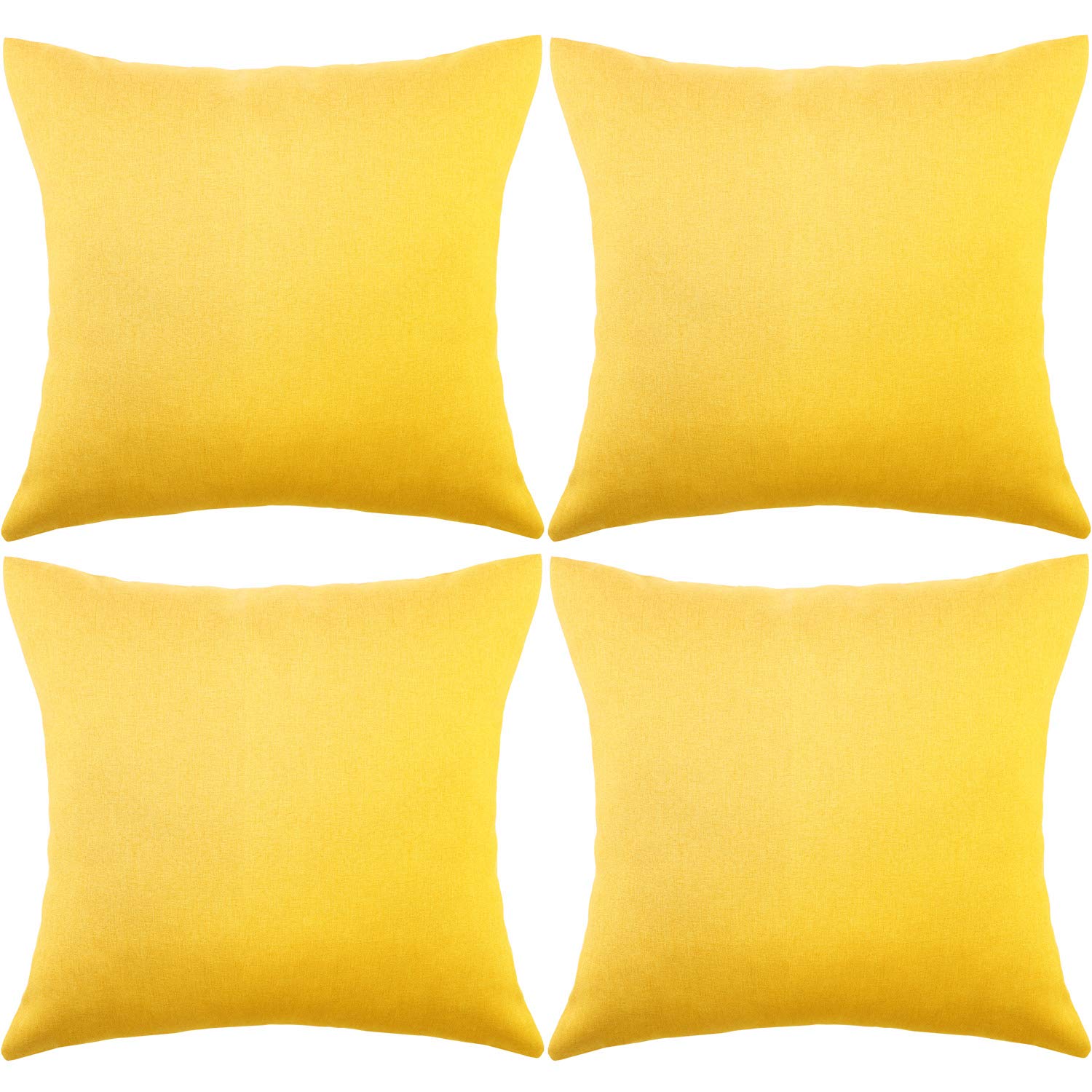 Boao 4 Pack Decorative Outdoor Waterproof Throw Pillow Covers, Square Patio Balcony Garden Waterproof Cushion Case, PU Coating Pillow Shell for Couch,Bed, Patio, Sofa,Tent,18 x 18 Inch(Bright Yellow)