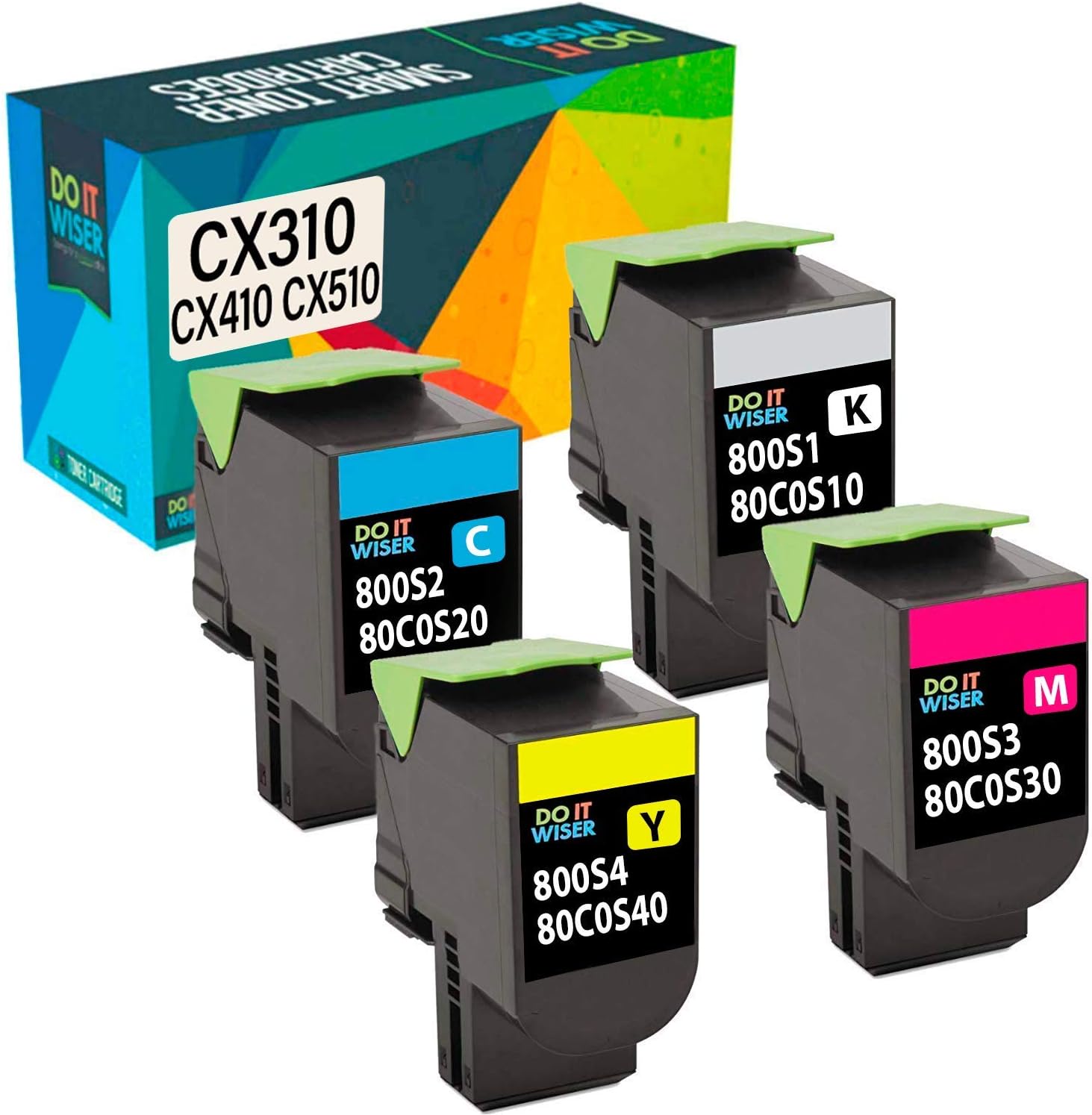 Do it Wiser 4 Cartuchos de tóner Compatibles para Lexmark CX310dn CX310dnw CX310n CX410de