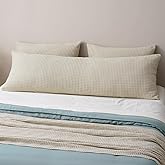 PHF Ultra Soft Waffle Weave Body Pillowcase with Zipper, No Insert, 1Pack 20" x 54" Pillow Sham, Breathable & Skin-Friendly Body Pillow case, Stylish Decorative Bed Pillow Cover, Light Taupe/Linen