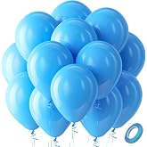 Bezente Blue Balloons Latex Round Helium Party Balloons 100 Pack 12 inch | Light Blue Balloons for Bridal Shower Wedding Birthday Party Decorations