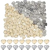 CRAFTYMELODY 200Pcs Heart Charms 2 Color 5mm Stainless Steel Gold Heart Blank Tag Love Beads Pendant for Diy Craft Dangle Earring Jewelry Making Necklace Earring Chain Bracelets