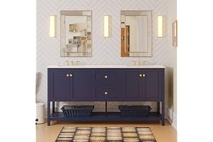 Kitchen Bath Collection Lakeshore 72-inch Double Bathroom Vanity (Engineered White/Royal Blue): Includes Royal Blue Cabinet with Engineered White Countertop and White Ceramic Sinks