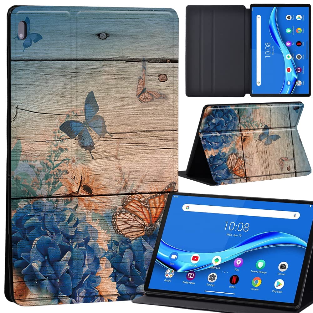 Case For Lenovo Tab M10 FHD Plus 10.3 inch (TB-X606X TB-X606F) Leather Case with Auto Wake-up, Flip Case for Lenovo Tab M10 FHD Plus Cover (butterfly on wood)