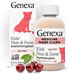 Genexa Children's Clean Acetaminophen | Pediatrician Preferred Ingredients | Pain & Fever Reducer for Kids | Dye Free, 0% Art