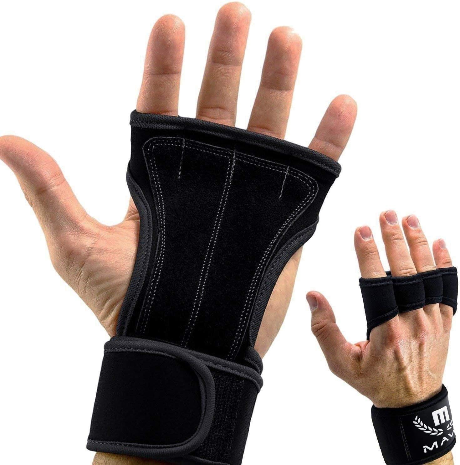 Mava Sports Leather Padding Gloves Cross Training Gloves with Wrist Support for WODs,Gym Workout,Weightlifting & Fitness-Leather Padding, No Calluses-Suits Men & Women-Weight Lifting