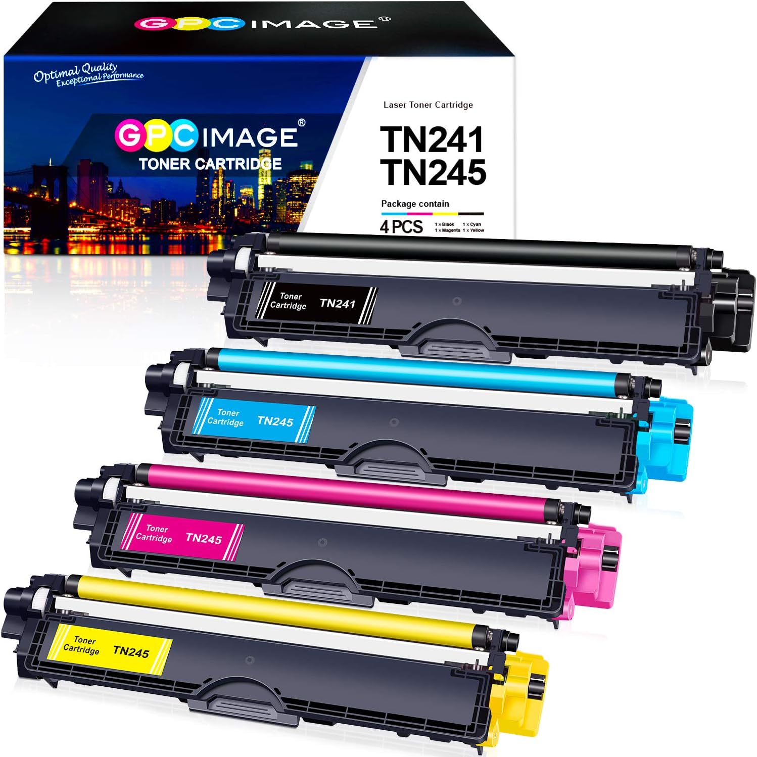 TN241 TN245 Toner Cartridges Compatible for Brother TN241 TN245 TN-241 TN-245 Toner Cartridges for HL-3140CW HL-3150CW HL-3170CW DCP-9015CDW DCP-9020CDW MFC-9330CDW (Black Cyan Magenta Yellow