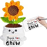 Teacher Appreciation Gifts, Valentines Day Teacher Gifts Handmade Crochet Sunflower Doll, Personalized Birthday Thank You Gift for Teachers Mentor Coworker Boss Valentine's Easter Retirement Gift