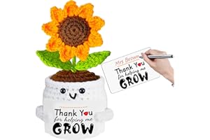 QUNLAND Teacher Appreciation Gifts, Personalized Thank You Teacher Gifts for End of the School Year Teacher's Day Graduation Birthday, Crochet Flowers Sunflower Doll Custom Gift for Teachers Mom Dad Elder