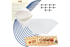 SAP HAPPY SUGARIN SUPPLIES Maple Syrup Tapping Kit - (10) Taps for Maple Trees, (10) 3' Food Grade Maple Syrup Tubing Drops, (5) 1 Quart Maple Syrup Filters, Maple Syrup Drill Bit, Detailed Instructions, Recipe Cards