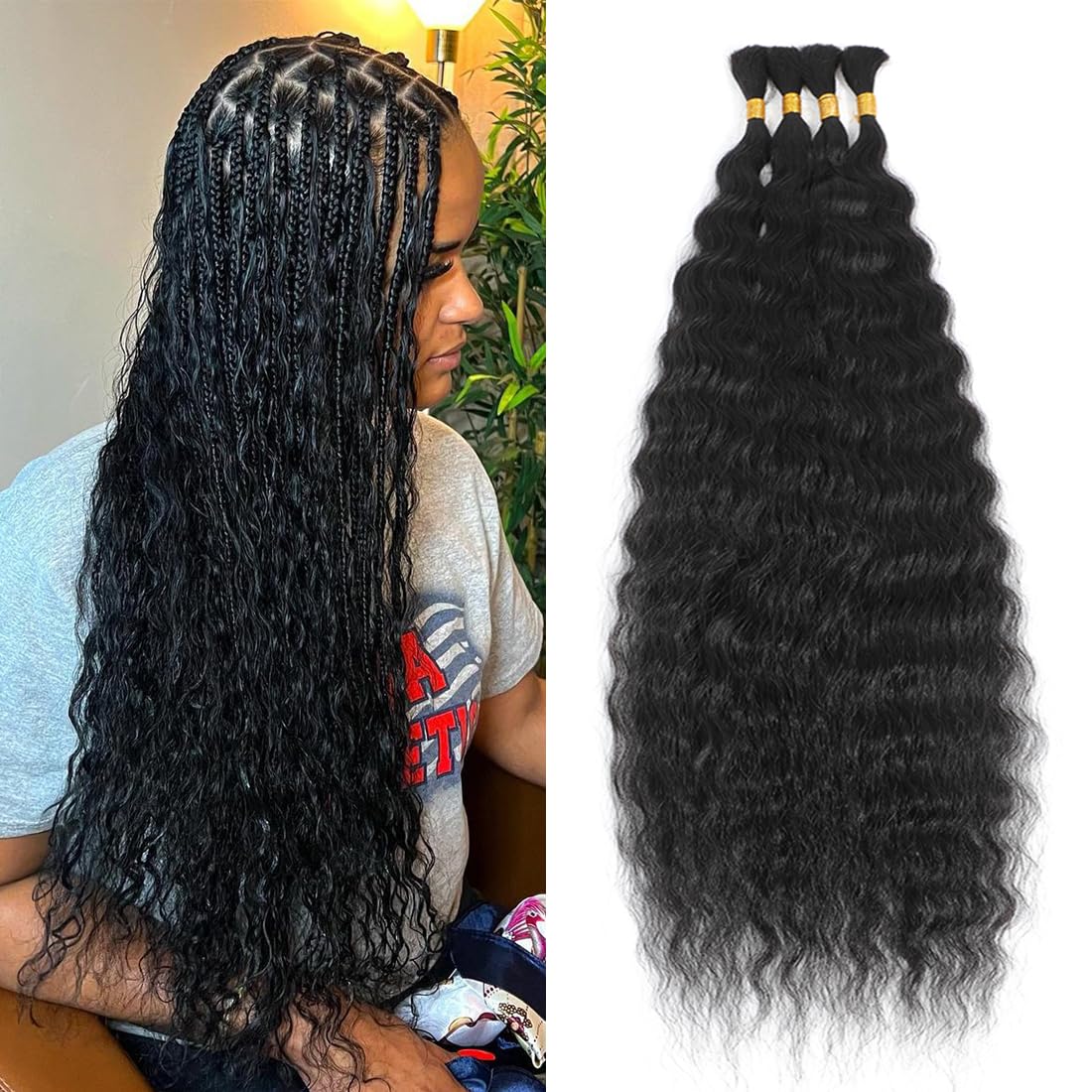 Photo 1 of AIVICO Super Wave Bulk Human Hair 100% Unprocessed Brazilian Virgin Human Hair Extensions Bundles for Braiding Hair Wet and Wave Micro Human Hair(1Pack-4PCS, 18inch Natural Black)