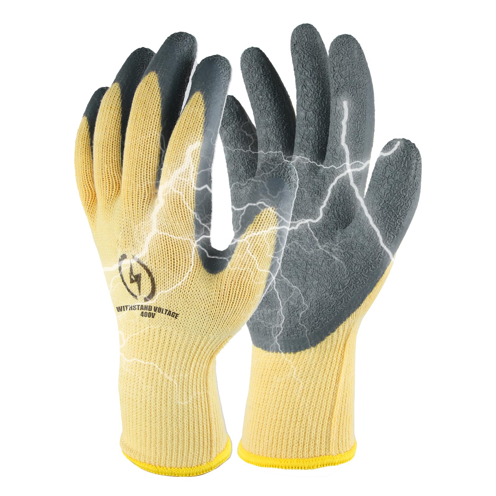 Electrician Gloves 400V Insulating Rubber Work Gloves,Flame Retardant Safety Gloves for Electrical Maintenance,Non-Slip,High Voltage Insulation,Electrical Safety Protection for Home & Industrial Use