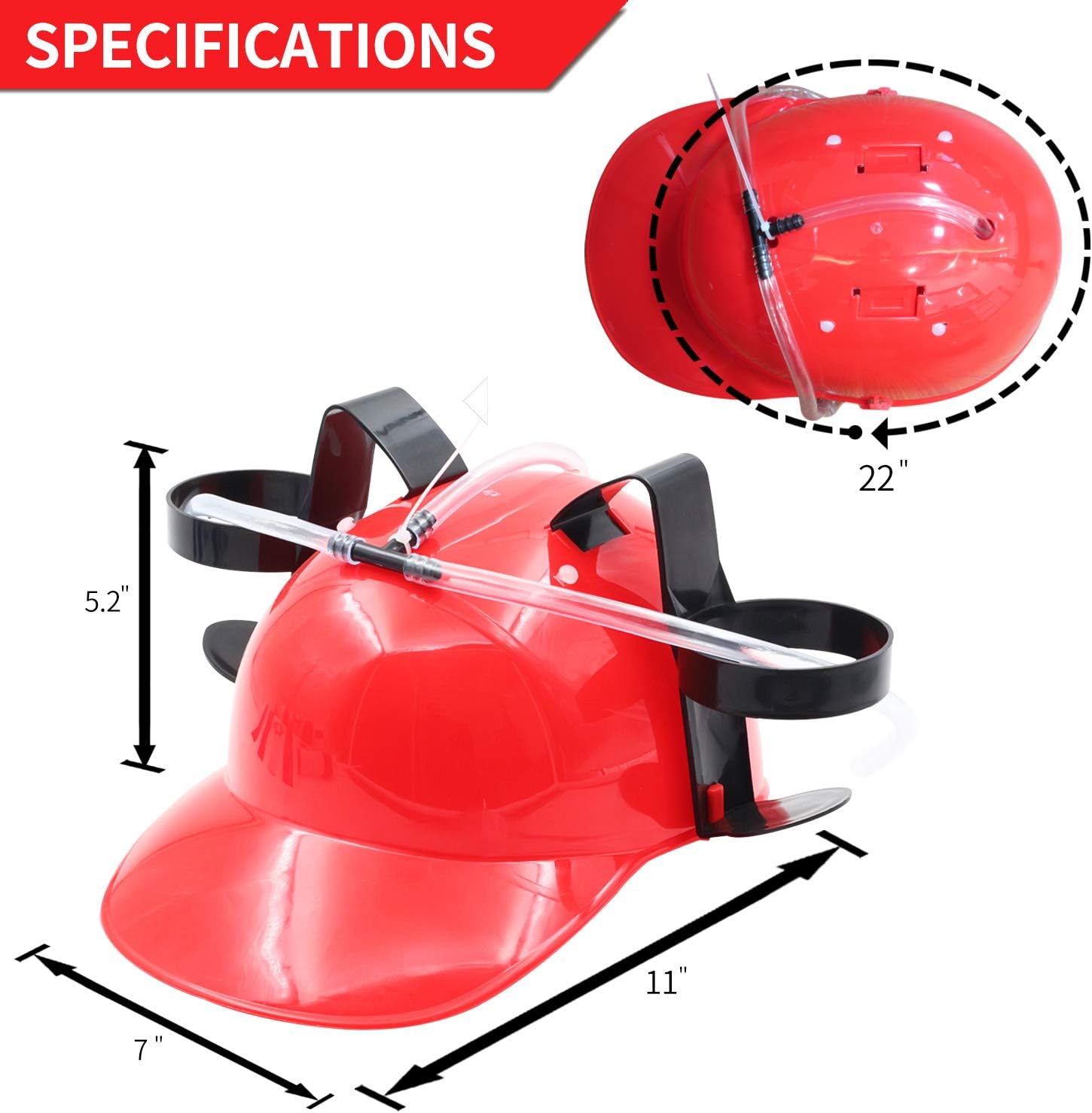 Novelty Place] Guzzler Drinking Helmet - Can Holder Drinker Hat Cap with Straw for Beer and Soda - Party Fun - Red: Toys & Games